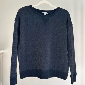 American Eagle Cotton Crew Neck Sweatshirt Womens Small Black Metallic Pullover.